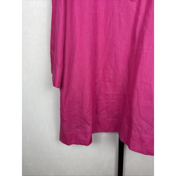 NEW Marina Rinaldi Fisica 100% Linen Button Down Top Womens 24 Plus Pink Fuchsia - Picture 9 of 13